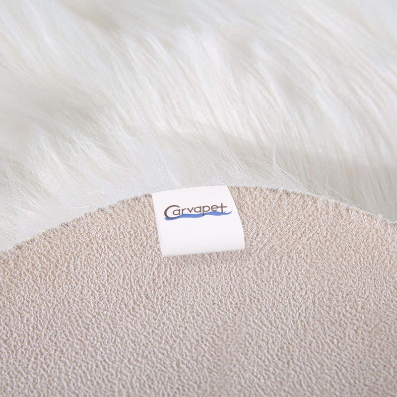 Carvapet Soft Fluffy Faux Sheepskin Fur Area Rug for Bedroom Floor Sofa Living Room 3 x 5 Feet,White - Image 4